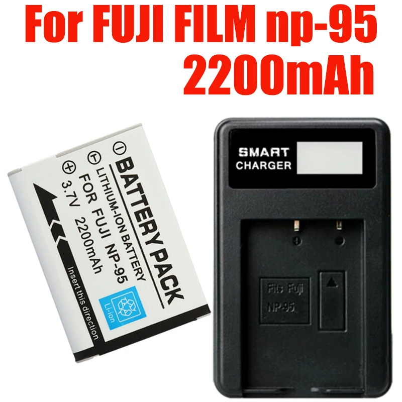 Dla FUJI FILM np-95 2200mAh np-95 NP 95 NP95 + ładowarka USB z wyświetlaczem LCD F30 F31 F30fd F31fd 3D W1 X100T X100S X100 X-S1 3 dw1