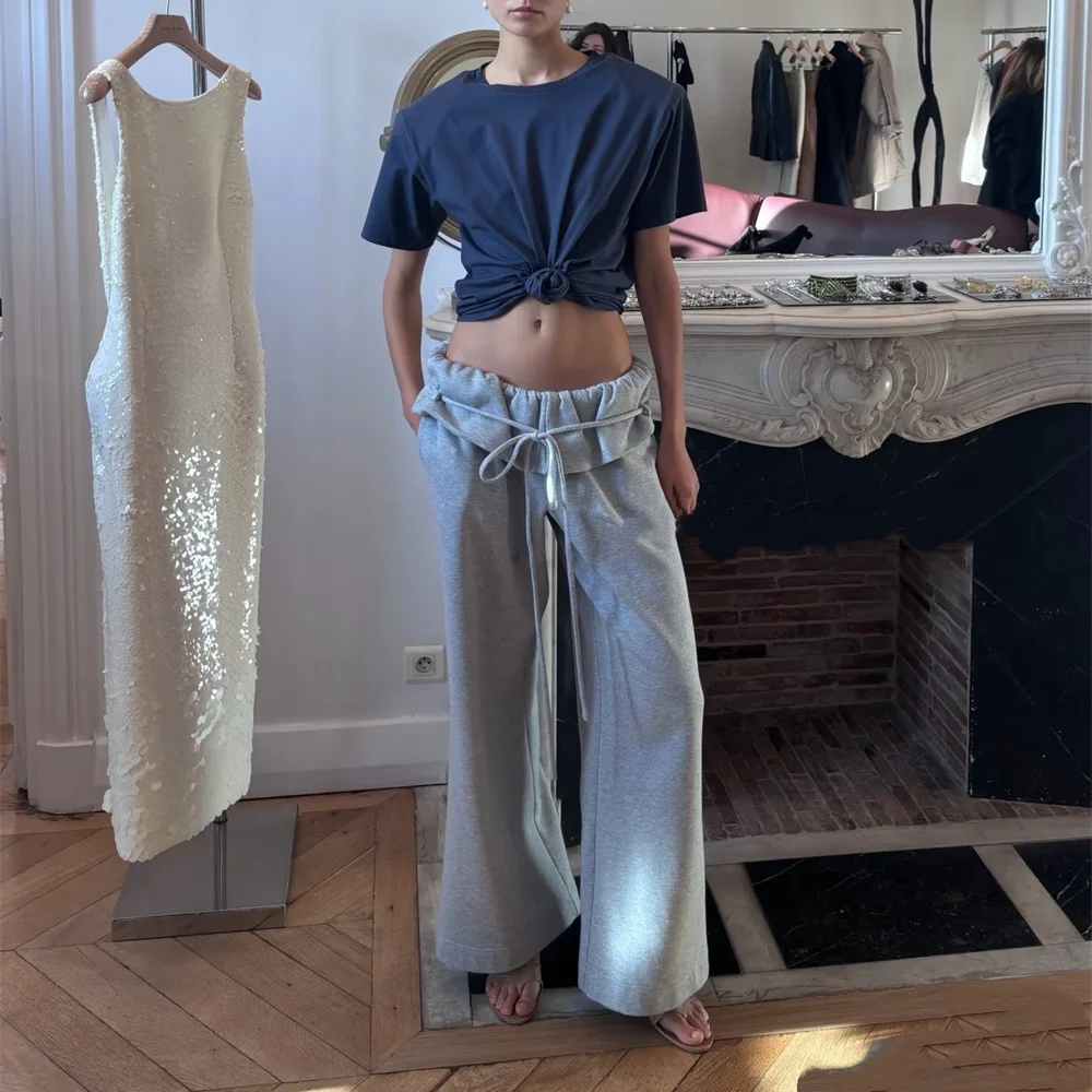 Summer 2026 Women's T-Shirt – Pure Cotton, Stretchy, Cable-Knit, Corset-Style Top – Y2K-Inspired, Trendy, Versatile Pullover bra