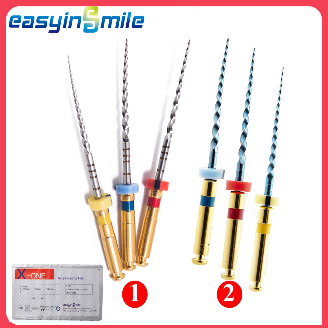 Easyinsmile 10Pk Dental X-ONE Endodontic NITI Rotary Endo Files Dental Reciprocating File Flexible x-wave Tips 21MM 25MM 31MM