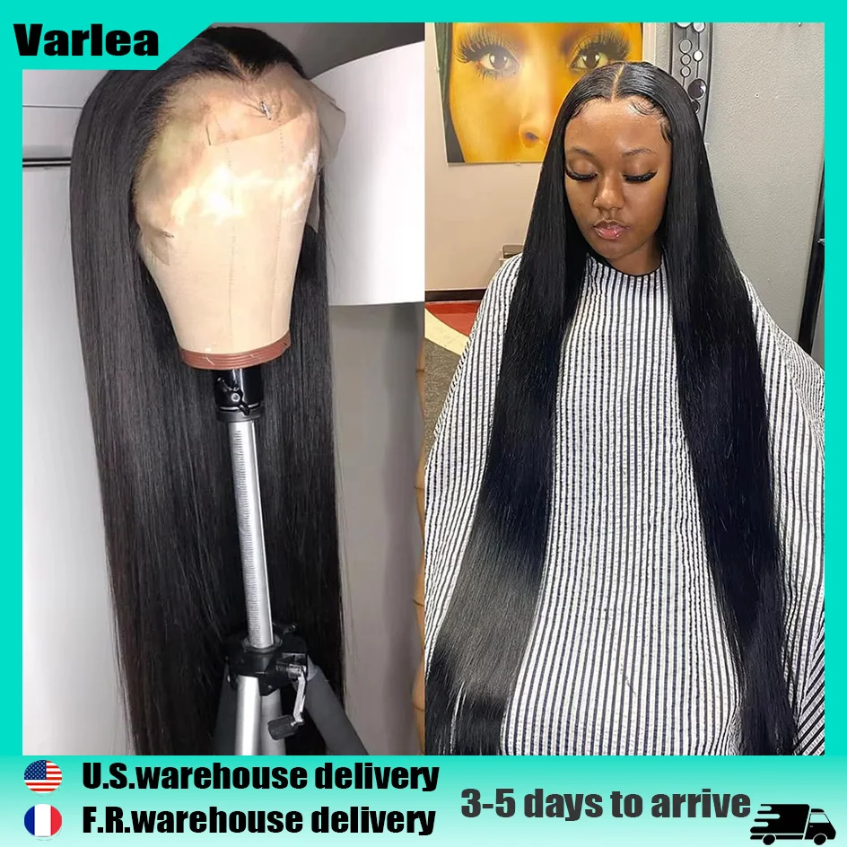 

Varlea 40Inch 13x4 Lace Frontal Bone Прямые парики из натуральных волос Hd Lace Wig 13x6 Human Hair Прямой натуральный черный парик для женщин