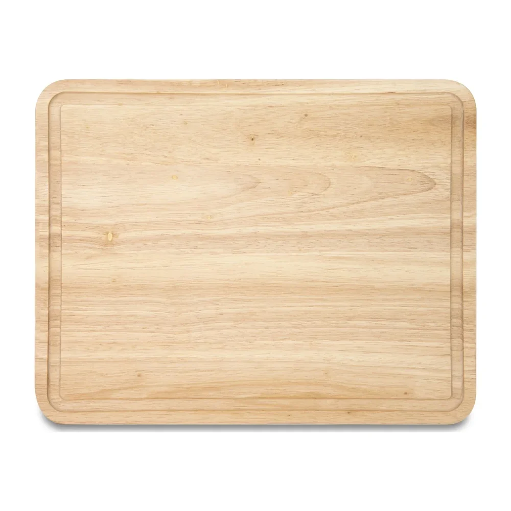 Tabla de cortar de madera de caucho con trinchera perimetral, cocina Reversible duradera, corte esencial, corte, 11x14 pulgadas