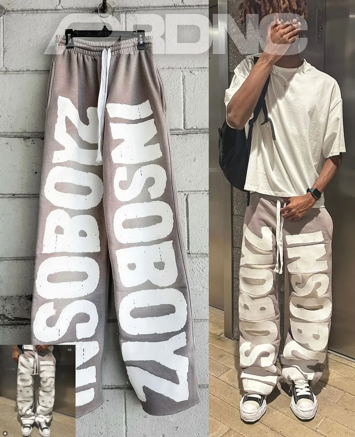 Y2K Hip Hop Streetwear Quick Dry Wide Leg Long Pants Big Distressed Letter Graphic Sweatpants Elastic Waist Trousers Unisex