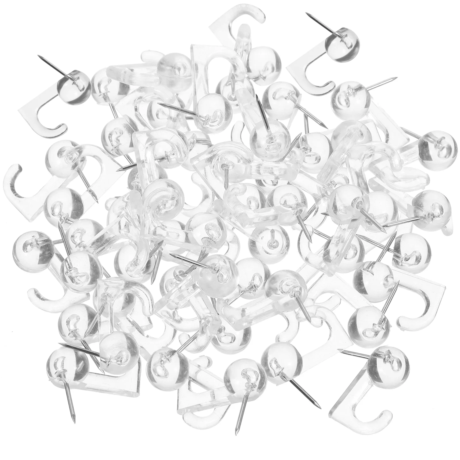 

50 Pcs Heavy Duty Clothes Rack Decorative Push Thumb Tacks Hooks Transparent for Wall Hangings