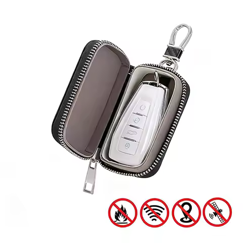 Car Key Signal Blocker Case Faraday Box Anti-Hacking Anti-Theft Key Fob RFID Signal Blocking Bag PU Leather Pouch Case Blocker