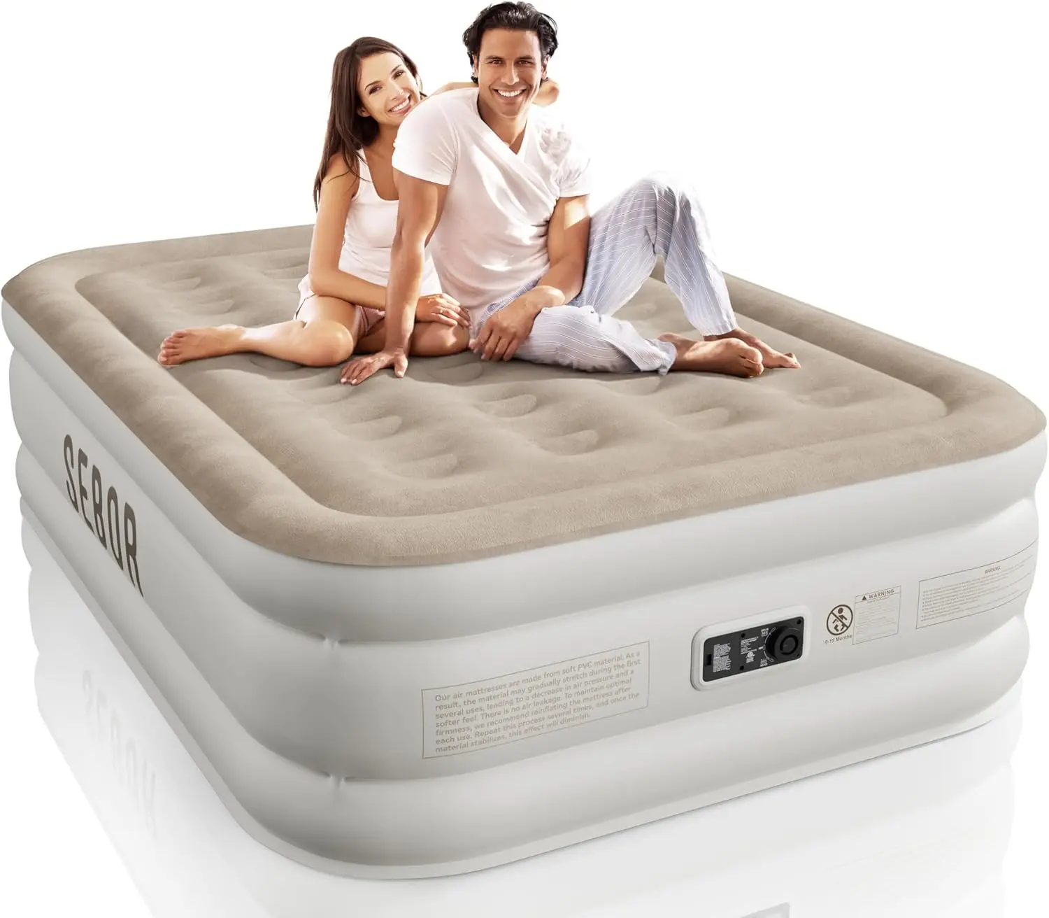 

Full Air Mattress with Built-in Pump, Self-Inflating for Guests, Camping, Travel - Durable & Comfortable