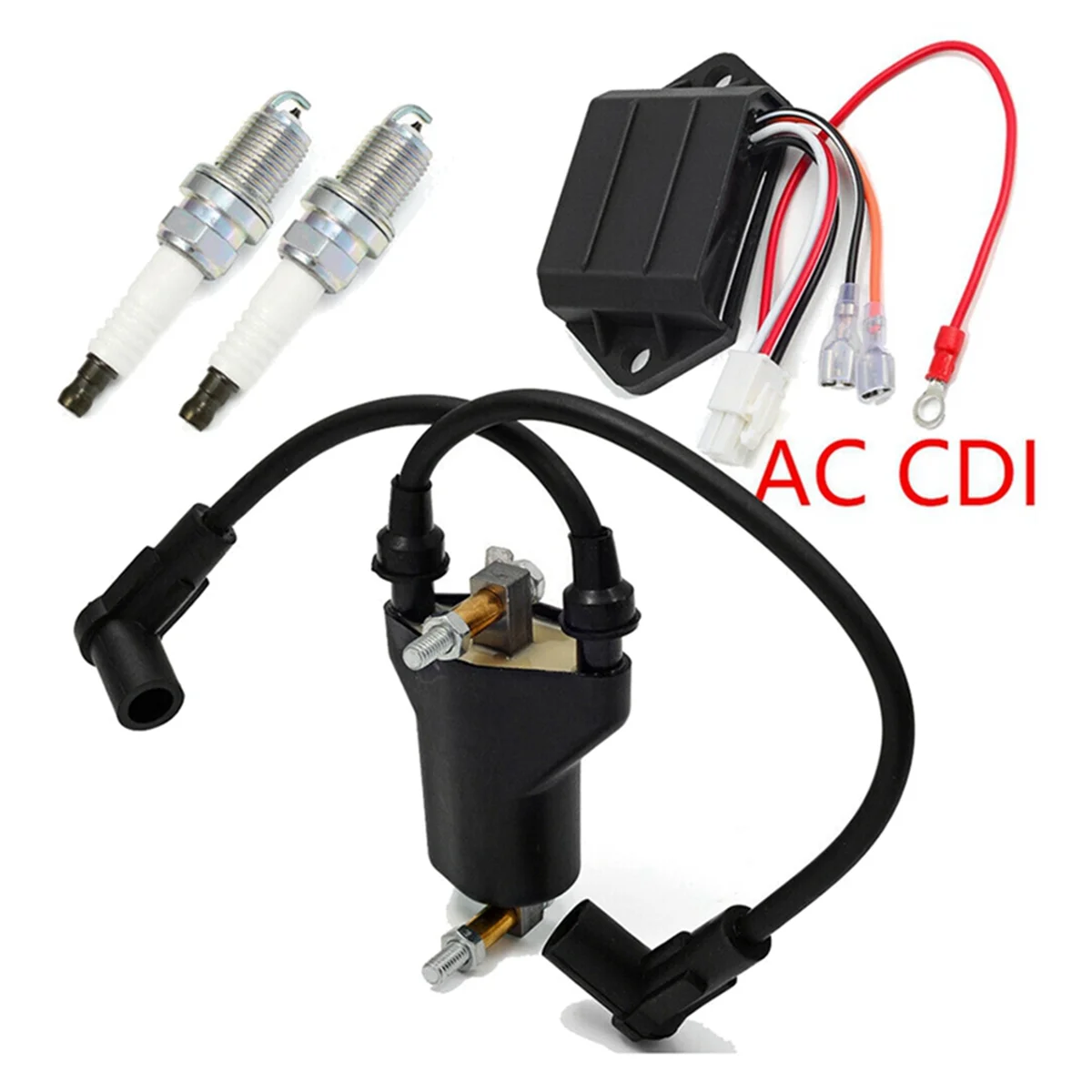 Ignition Coil & AC CDI Ignitor & Spark Plug for Medalist TXT Gas Golf Cart EZ-GO 1991-2002 26652-G01 72562-G01