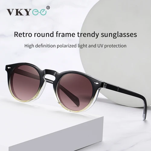Imagen 2 del producto VICKY, gafas de sol graduadas polarizadas Vintage para hombres y mujeres CR39, gafas fotocromáticas redondas antiluz azul personalizadas para miopía