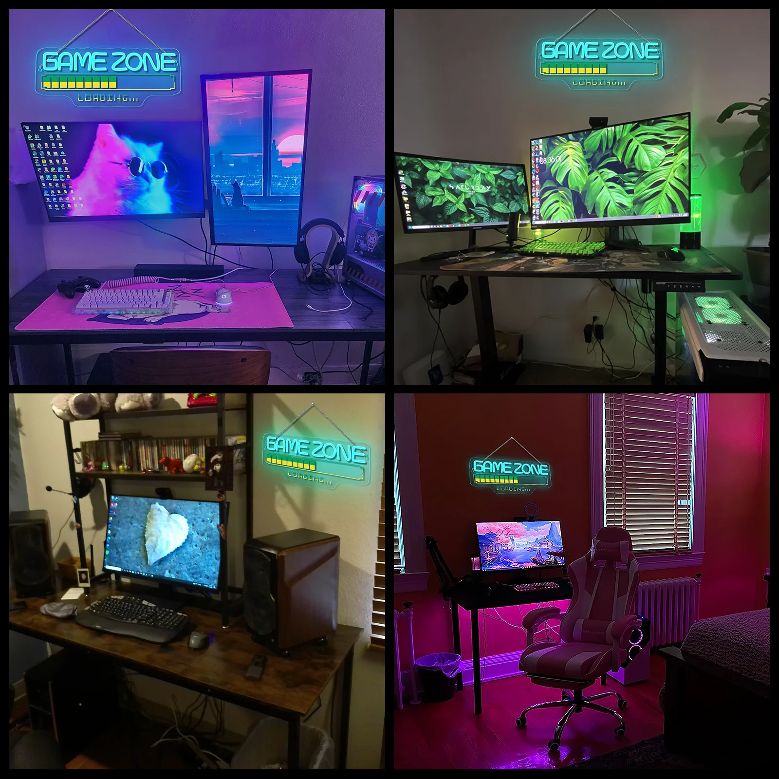

Game Zone Neon Sign LED Dimmable Led Signs Wall Art Decor for Bedroom Game Room Party Man Cave Boys Teens Gifts