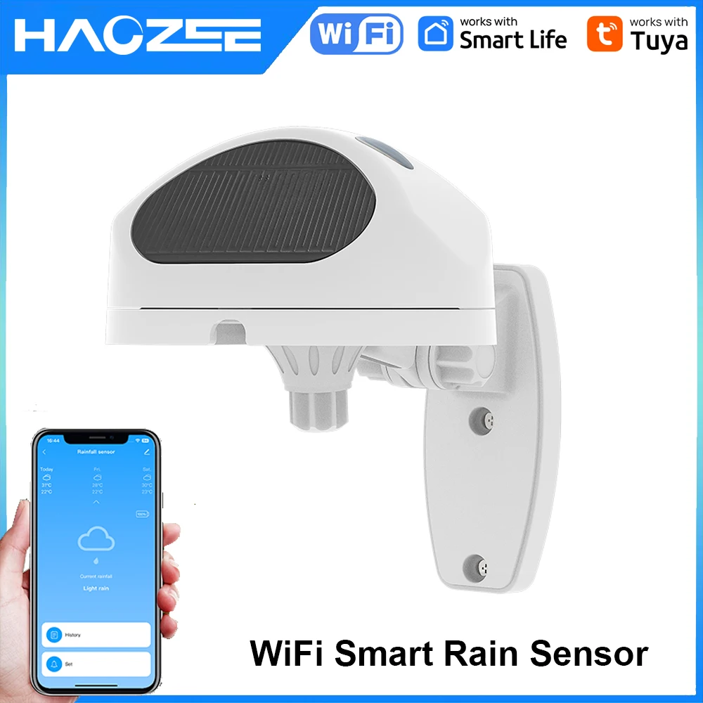 Tuya WiFi Rain Sensor Rainfall Duration Detection Outdoor Waterproof Battery Powered Smart Life App Control Home Automation