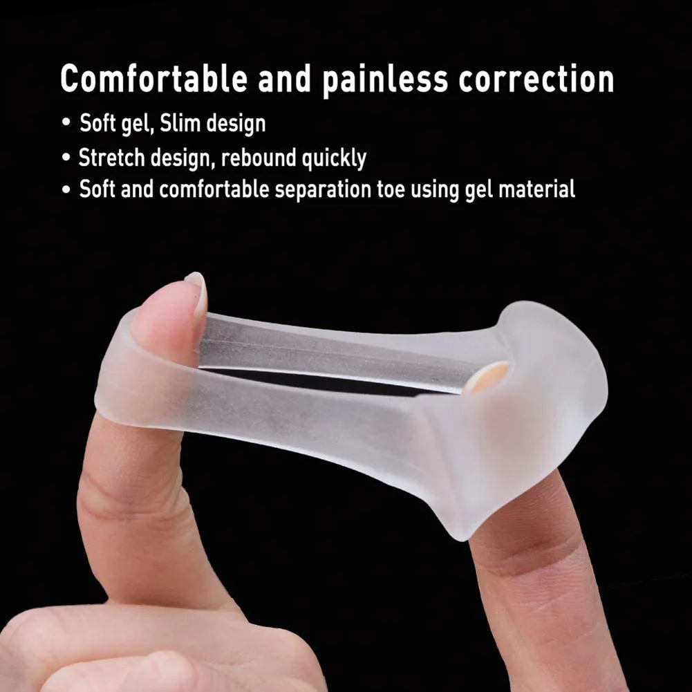 1pair Foottoe Corrector Ring Unisex Transparent Overlap Toe Correction Cushion Soft Comfortabl Washable Reusable Foot Care Tools