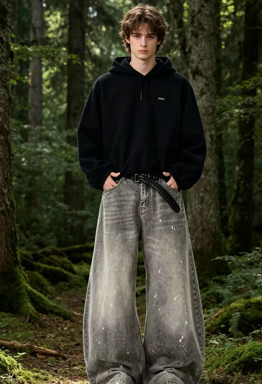 Calça Jeans Vintage Y2K dos Anos 2000, Casual, Minimalista, Solta, Retro, Cintura Alta para Mulheres