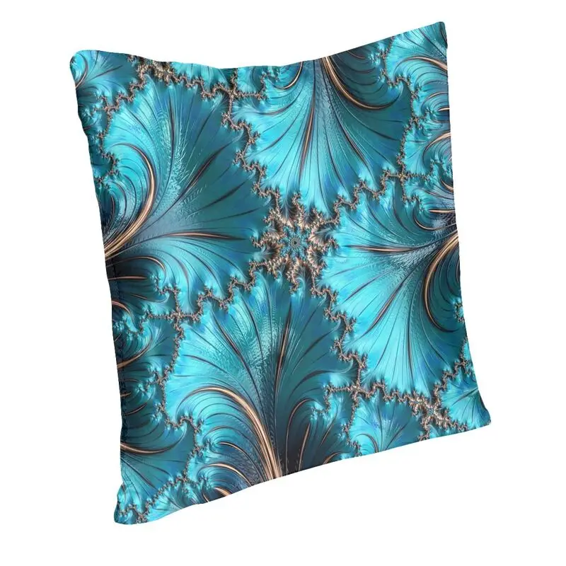 Turquoise Gemstones Square Pillowcover Decoration Elegant Copper And Teal Fractal Twenty-Two Cushion Cover Pillow Printing