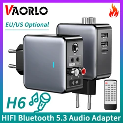 H6 Bluetooth 5.3 Audio Transmitter Receiver 3.5MM AUX/RCA/U-Disk/TF/USB 5V 2.1A/6.5 MIC Karaoke HIFI Stereo EQ Wireless Adapter