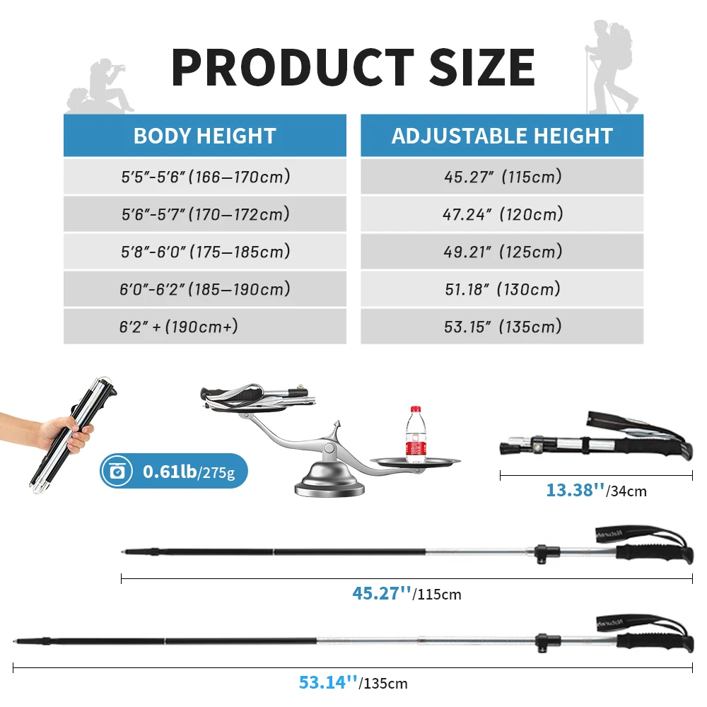 Naturehike Trekking Poles Ultralight Folding 1Pcs Walking Cane Portable Aluminum Hiking Telescopic Stick Camping Walking Stick