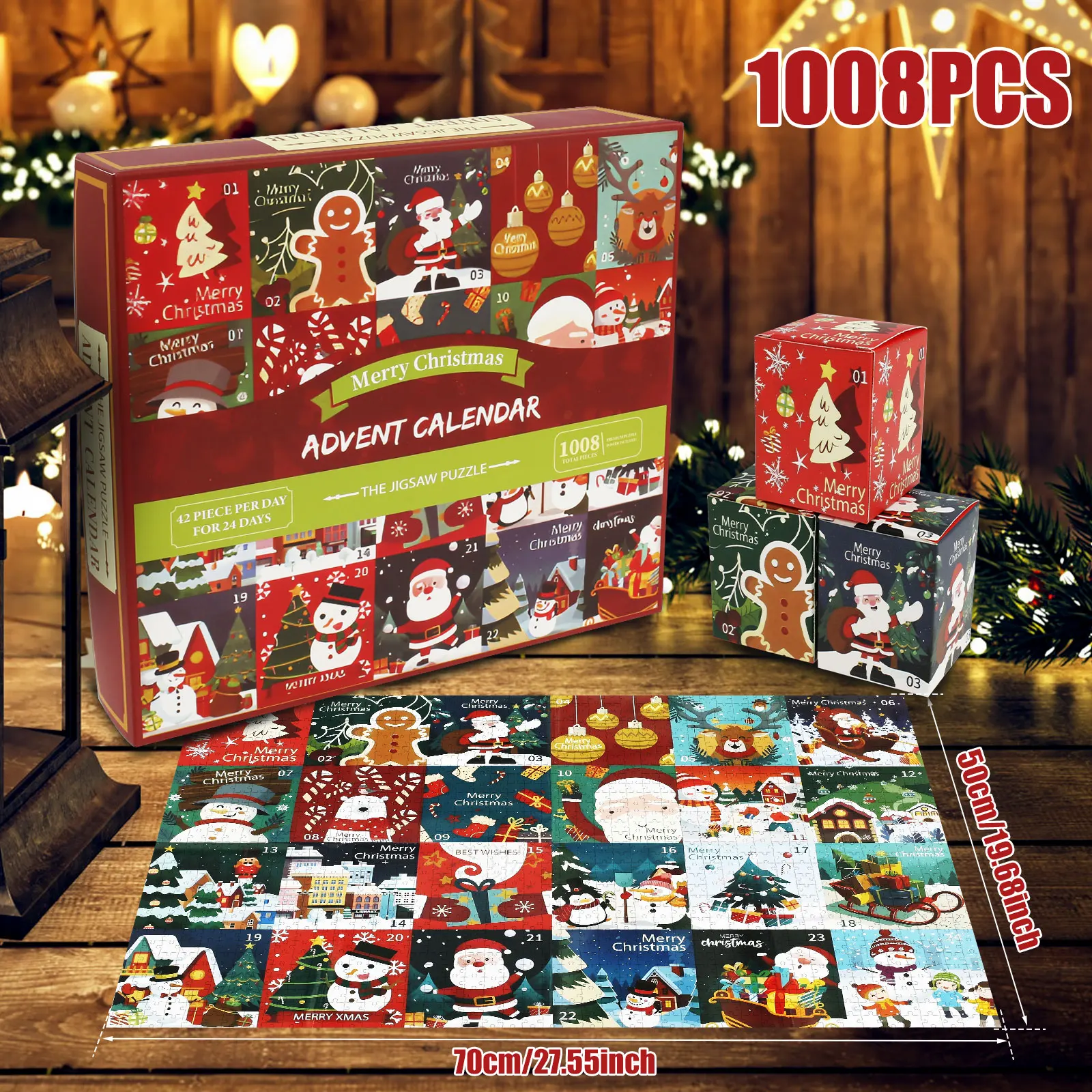 2024 Christmas Puzzles 1008 Pieces Christmas Jigsaw Puzzles Fun Countdown Puzzles 24 Days Countdown Advent Puzzles Creative