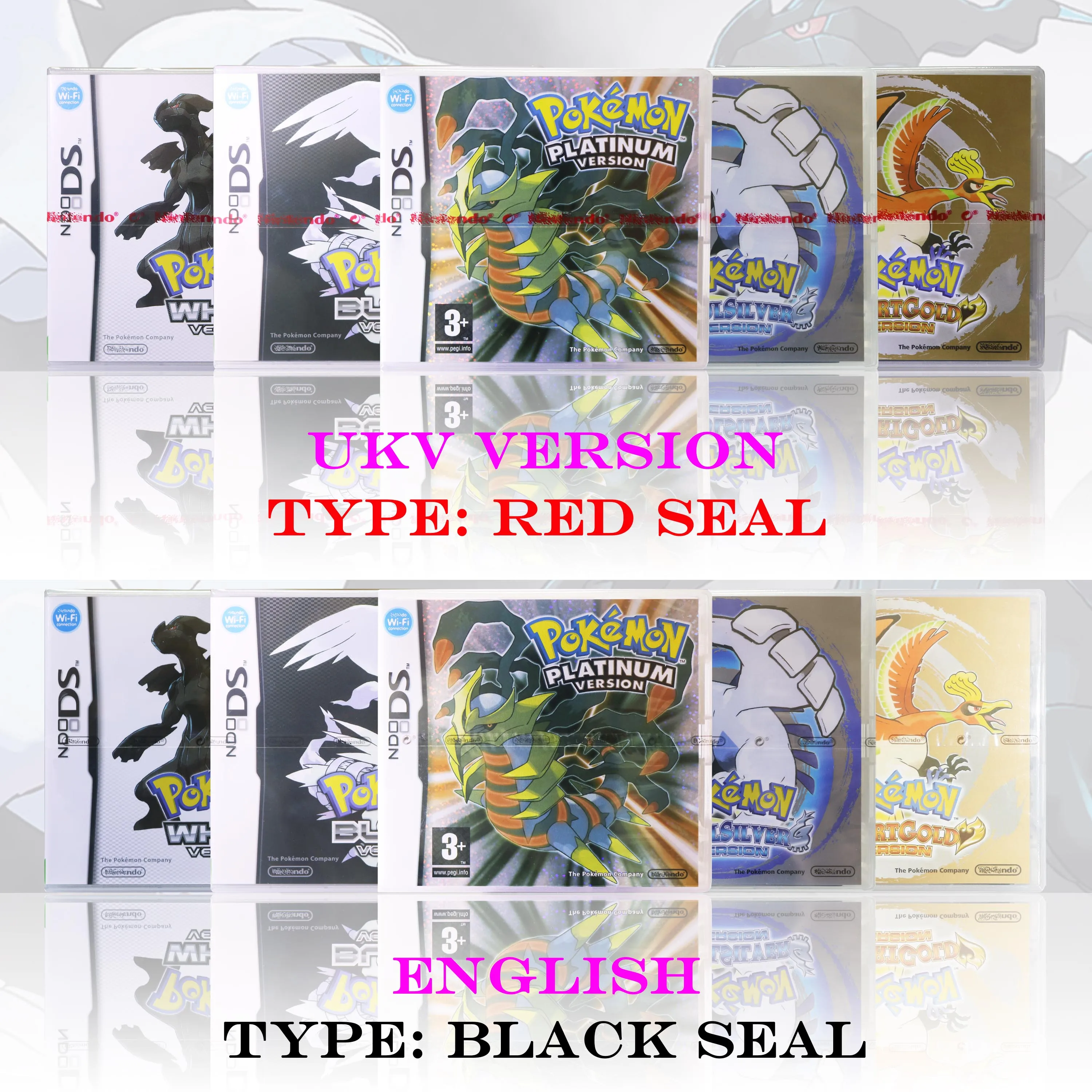 

UKV Version Pokémon Platinum Black White New Sealed Package With Box and Manuals DS Video Game Cartridge For DS 2DS 3DS Console