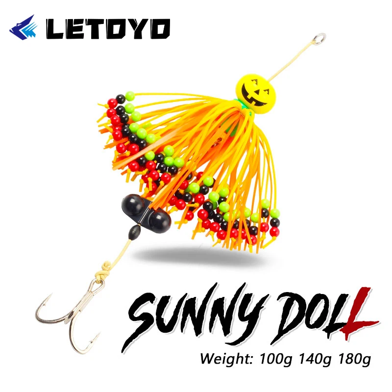 LETOYO 100g-180g Tairubber Catfish Fishing Lure Sinking Artificial Hard Bait Rubber Skirt Metal Jig Sea Boat Fishing Tackle