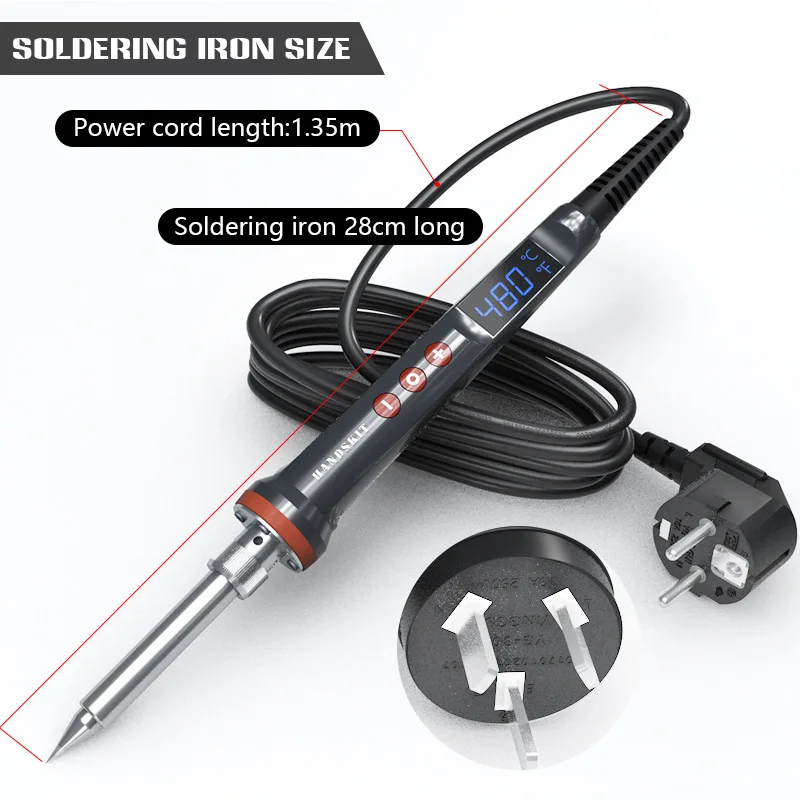 100W/200W High-power LCD Digital Display Electric Soldering Iron with Switch and Sleep Function