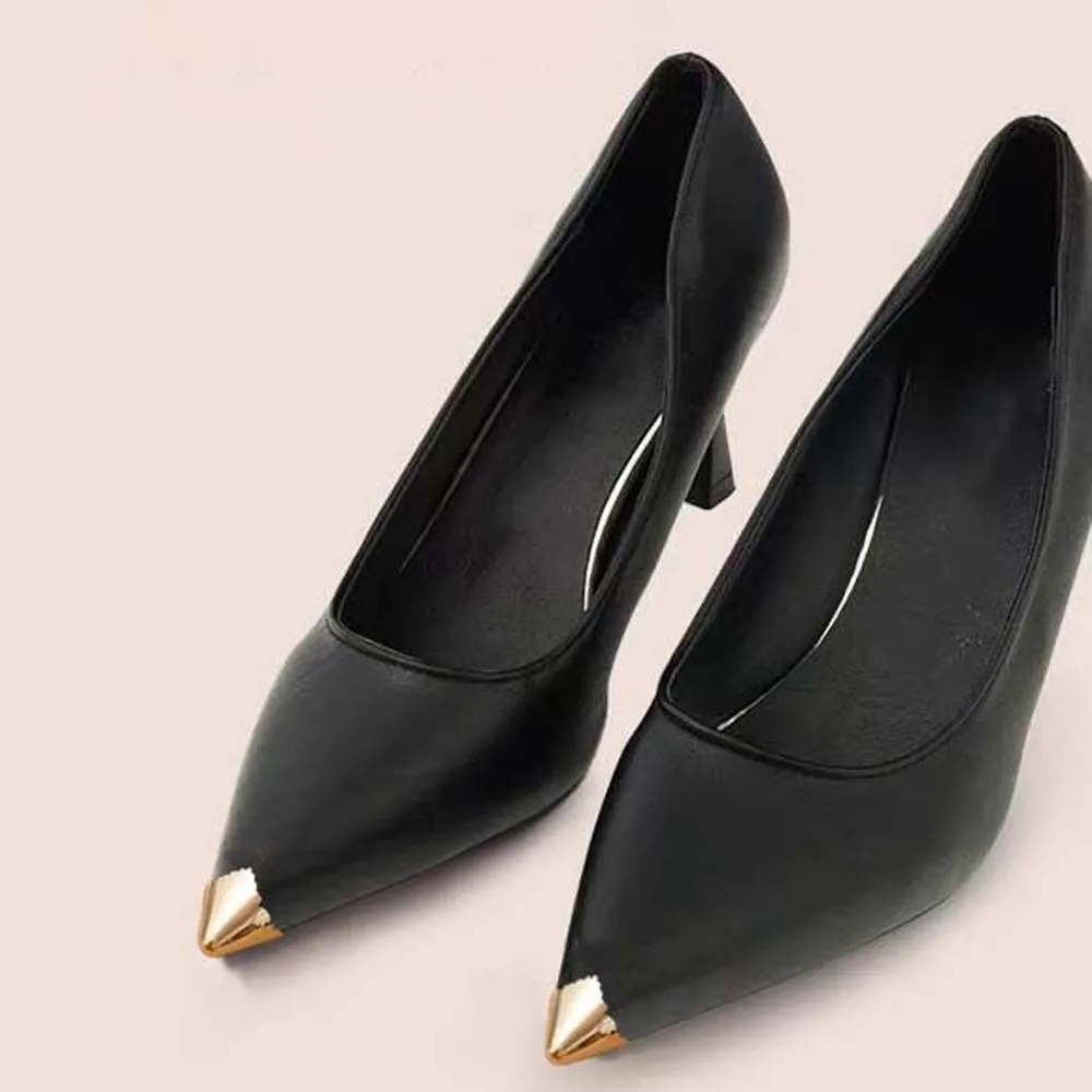 3 Pair Alloy Metal High Heels Tip Covers Anti Kick Pointed Shape Shoe Toe Protectors Scratch Resistant Metallic Luster