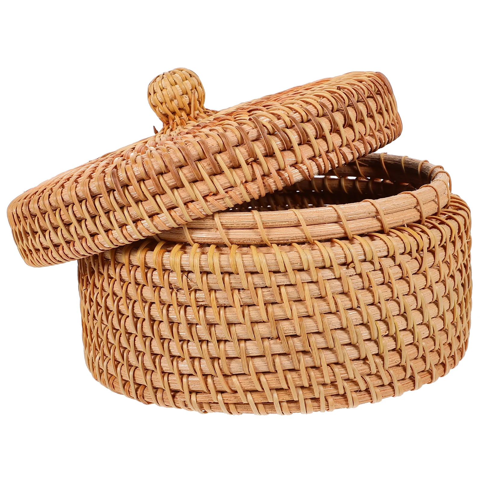 

Rattan Storage Box Basket Organizer Snack Rural Style Woven Picnic Desktop Decor Handmade Laundry