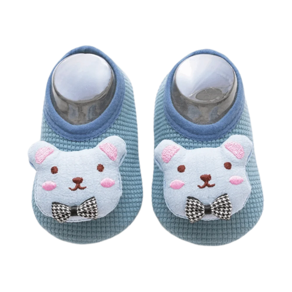 Rubber Sole Sock Shoes Anti Skid Cartoon Design Infant Soft Soled Shoes Lightweight Warm Cushion Walker Sneakers Autumn Winter