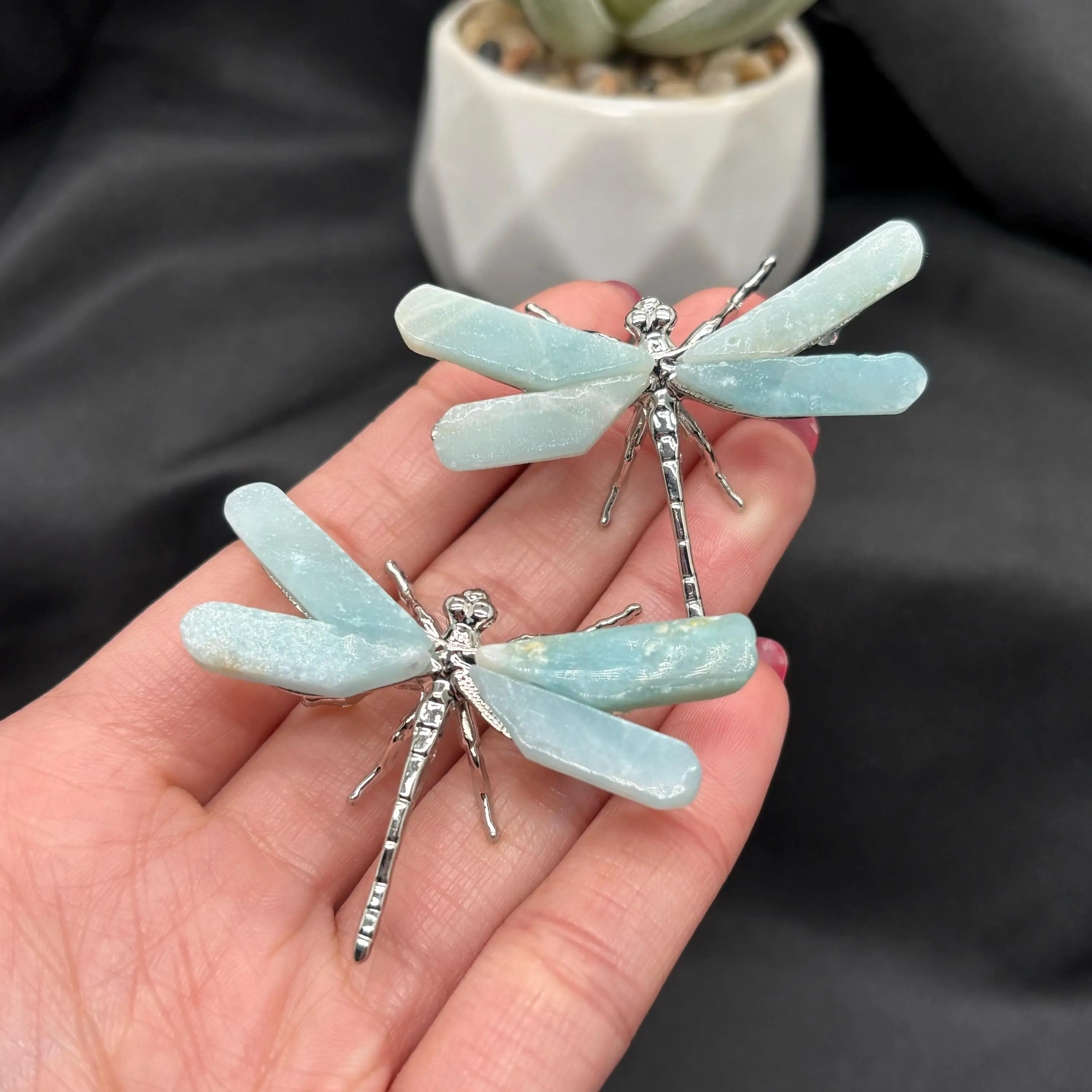 Natural amazonite dragonfly , Crystal dragonfly Carving, Crystal Healing, Home Decor, Crystal Gifts