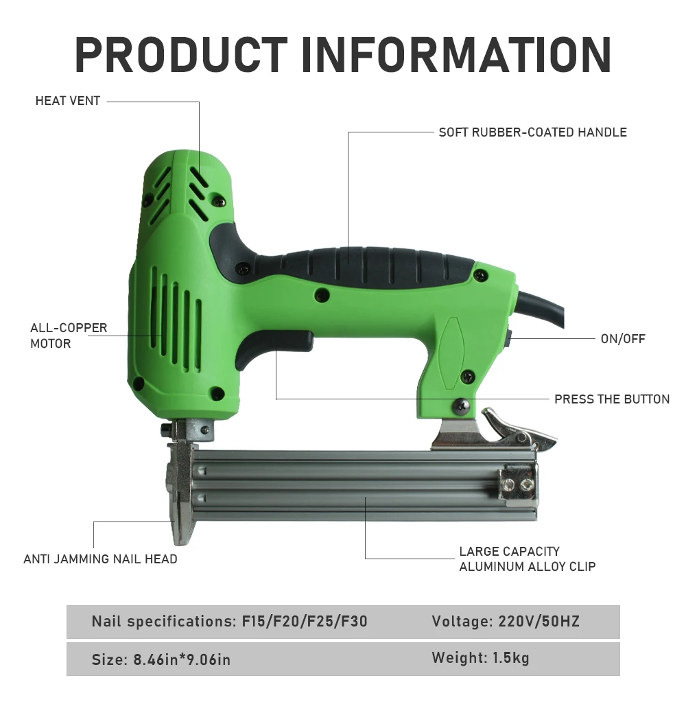 Electric Nail Gun Woodworking Nail Gun Air Nail Gun F30/F25/F20/F15 Straight Nai