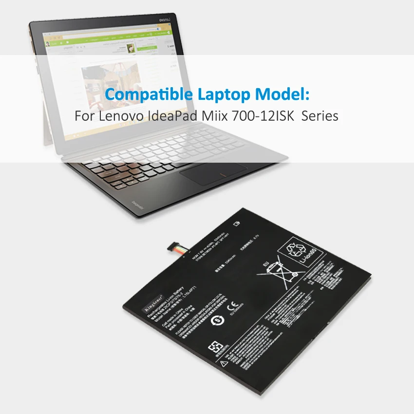 Imagem -05 - Bateria do Portátil de Kingsener L15l4p71 L15c4p71 para Lenovo Ideapad Miix 70012isk Série 80ql 80ql000cus 7.6v 5340mah