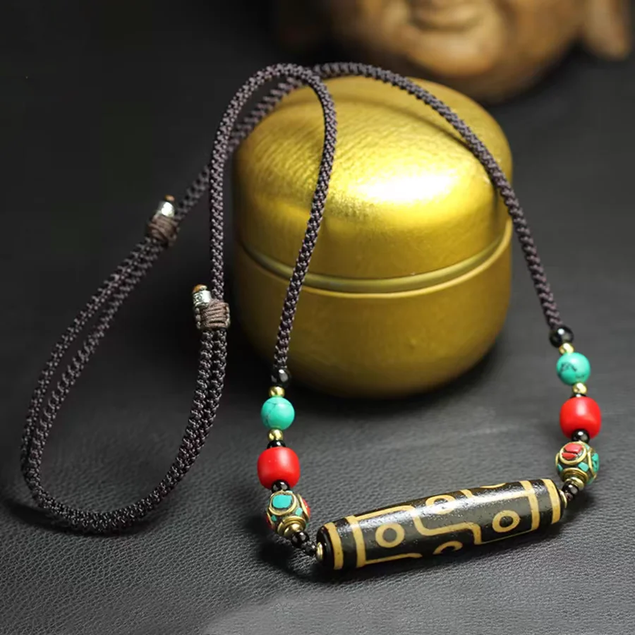 

Натуральный 9 глаз амулет тибетская Подвеска драгоценный камень подвеска Буддизм с сертификатом