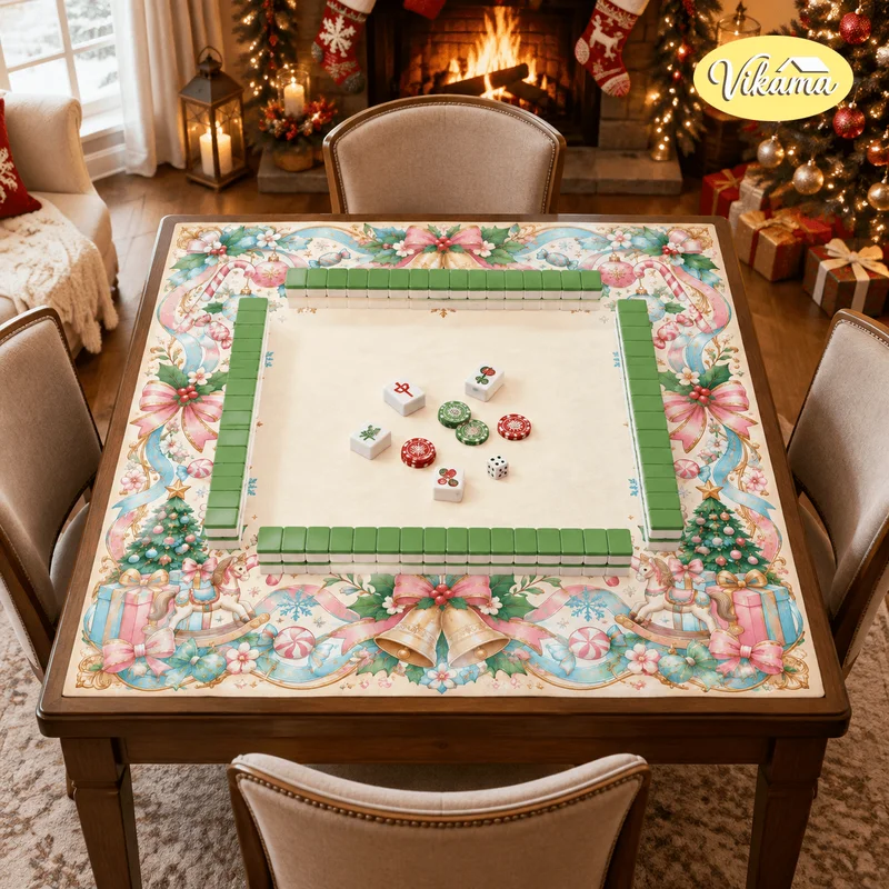 Christmas Bells Nutcracker Mahjong MatNon Slip WashableFamily Game Night Dining Room Holiday HomeTable CoverChristmas