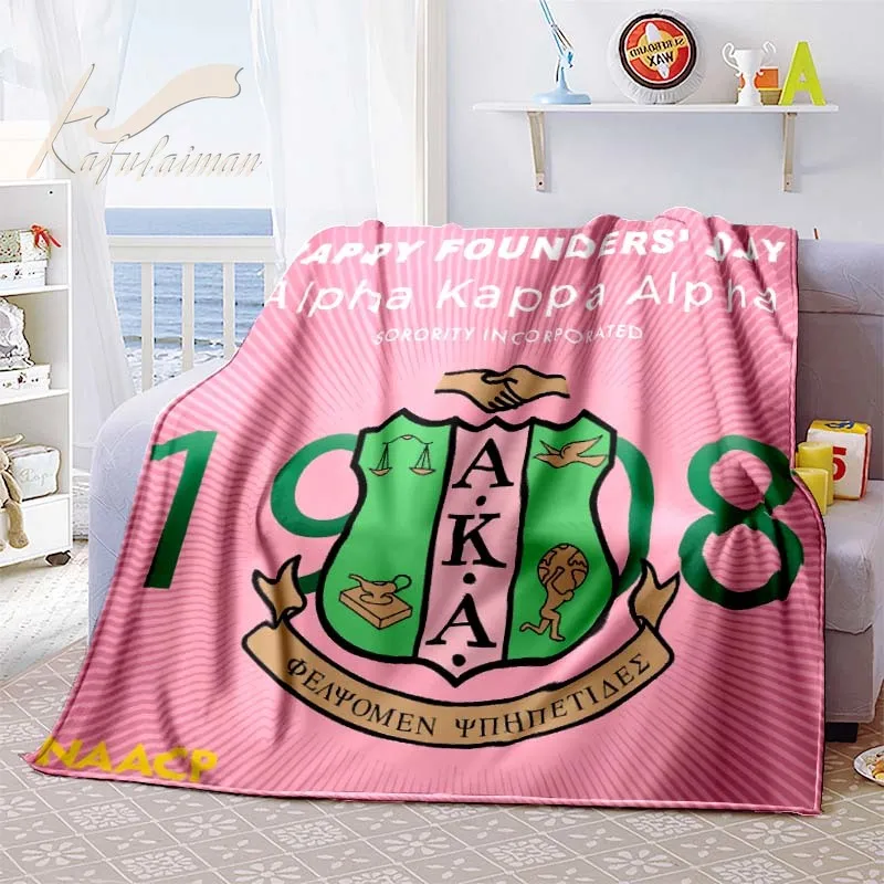 Society Gifts AKA Blanket Soft Flannel Throw Lightweight Plush Blankets Applicable for All Season Sorority Gifts for Girls&Women