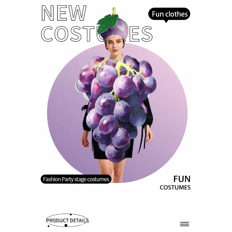 

New Halloween Cosplay Costume Funny Fruit Grape Sponge Clothing Carnival Theme Party Role Playing Outfits for Parent-child