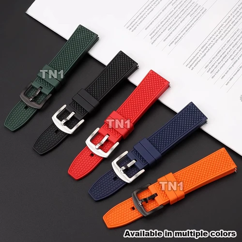 Imagen 2 del producto Para reloj mecánico CIGA design, pulsera en forma de barril, correa de reloj de goma fluorada resistente al agua de 22mm, correa de goma de liberación rápida para hombre