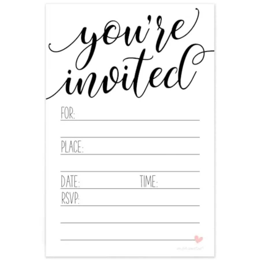 

Classic Script Invitations 20 Count with Envelopes - Sweet Heart Design