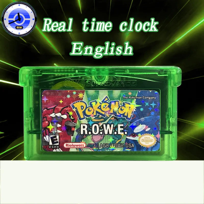 USA Englisch Pokémon ROWE RTC Flash-Kartenspiel-Game-Cartridge Video-Rom-Hack für GBA