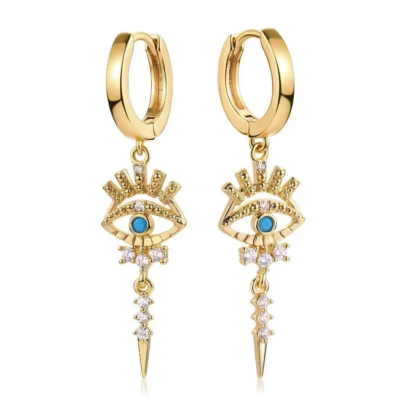 New Fashion Exaggerating Style Earrings Set with Zircon Devil's Eye Pendant Earrings Women's Festival Party Jewelry Accessories image 6
