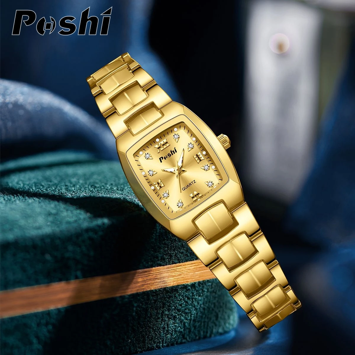 

POSHI 982, кварцевые часы для женщин, модные роскошные оригинальные женские наручные часы, простые водонепроницаемые элегантные женские наручные часы