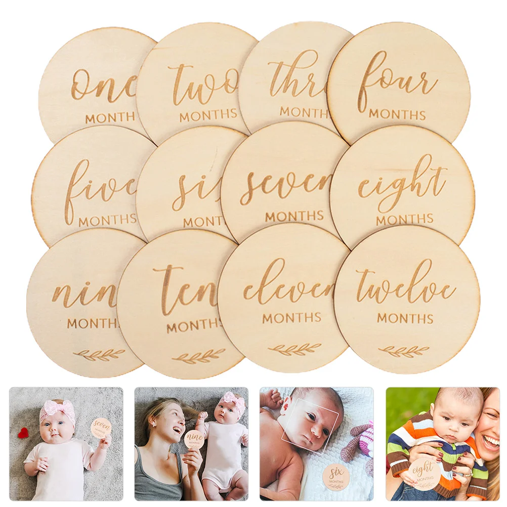 

Month Wood Chips Baby Milestone Cards Boy Girl Birthday Wooden Growth Recording Album Commemorative Photoshoot Accessories