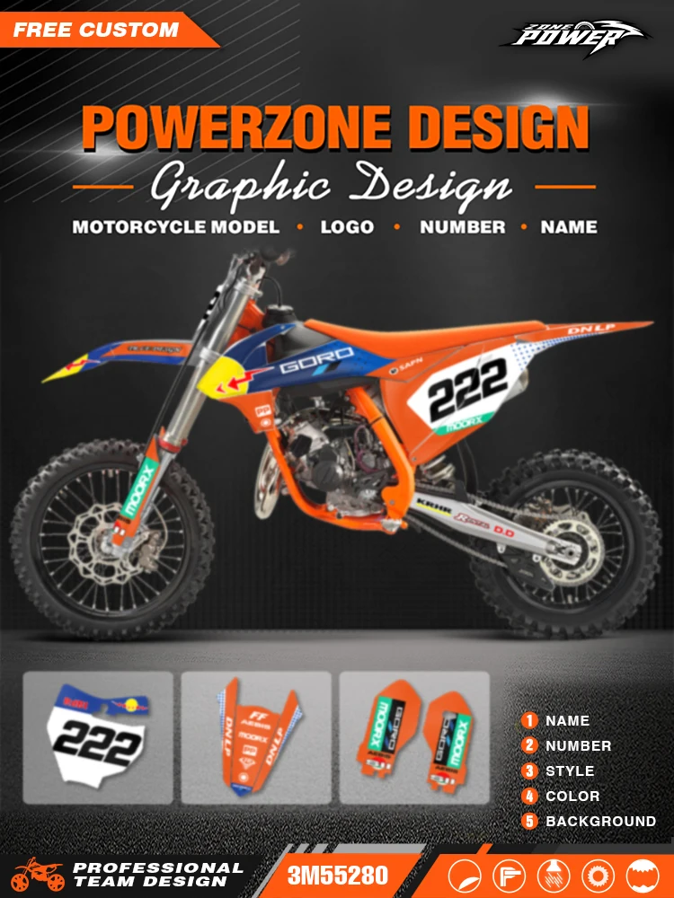 Powerzone Racing Custom voor KTM SX85 SX85 2018 2019 2020 2021 2022 2023 2024 Grafische Sticker Vel Kit 21 - afbeelding 2
