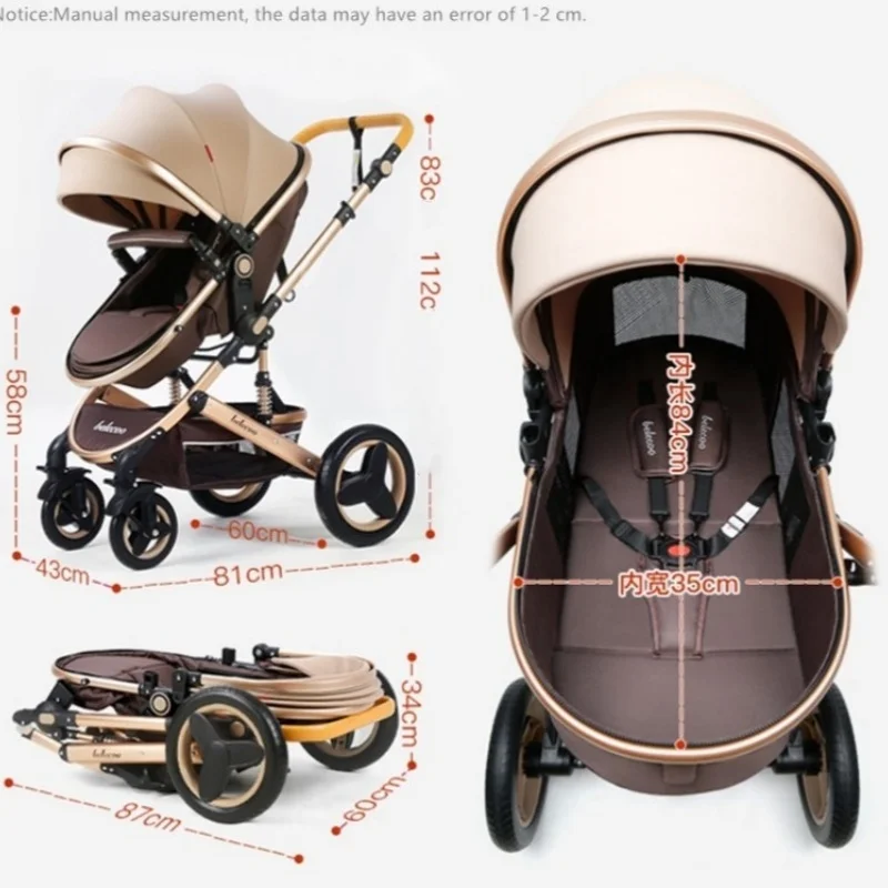 Belecoo-Poussette haute qualité pour bébé, système de voyage 3-1, grand espace, pliable à une clé, facile à utiliser et à transporter