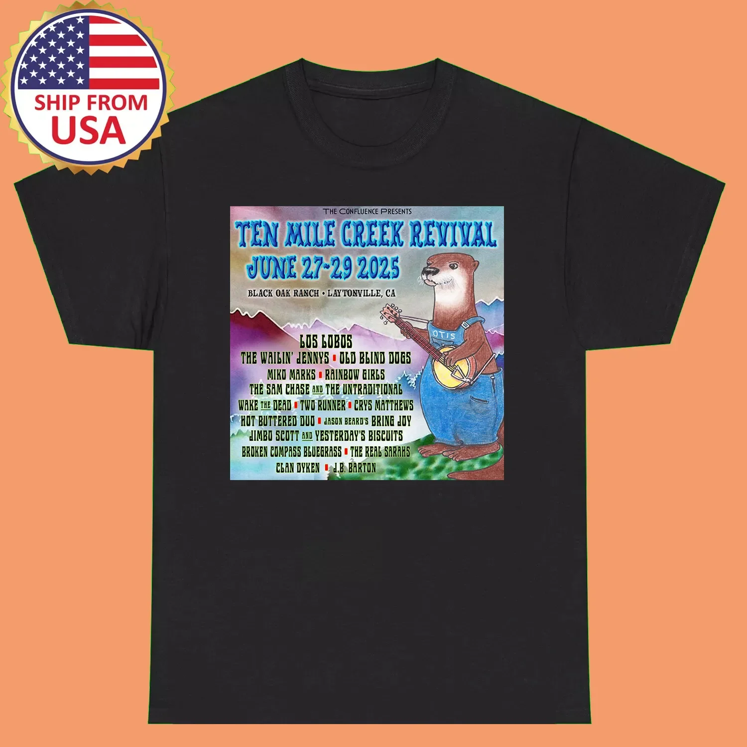 Los Lobos Ten Mile Creek Revival Music Festival T Shirt Full Size S-5XL