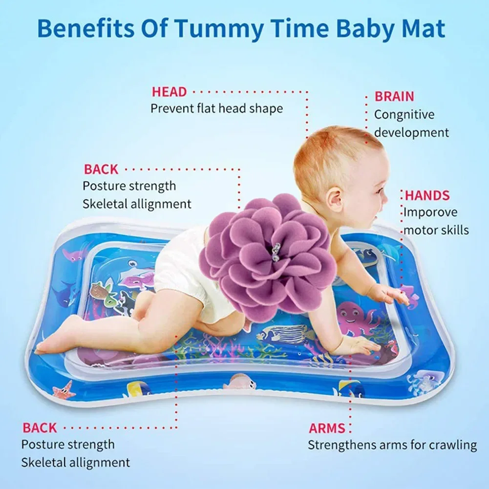 Baby Water Play Mat PVC Infant Tummy Time Inflatable Cushion Toddler Water Pad for Kids Early Education Developing Activity Toys view 2