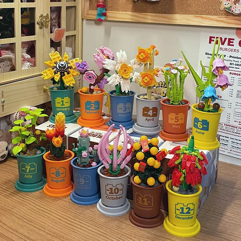 

DIY Craft Girls Toys Potted Plants Building Blocks Toys For Children Succulents Immortal Flower Ornament Adult Office Toys