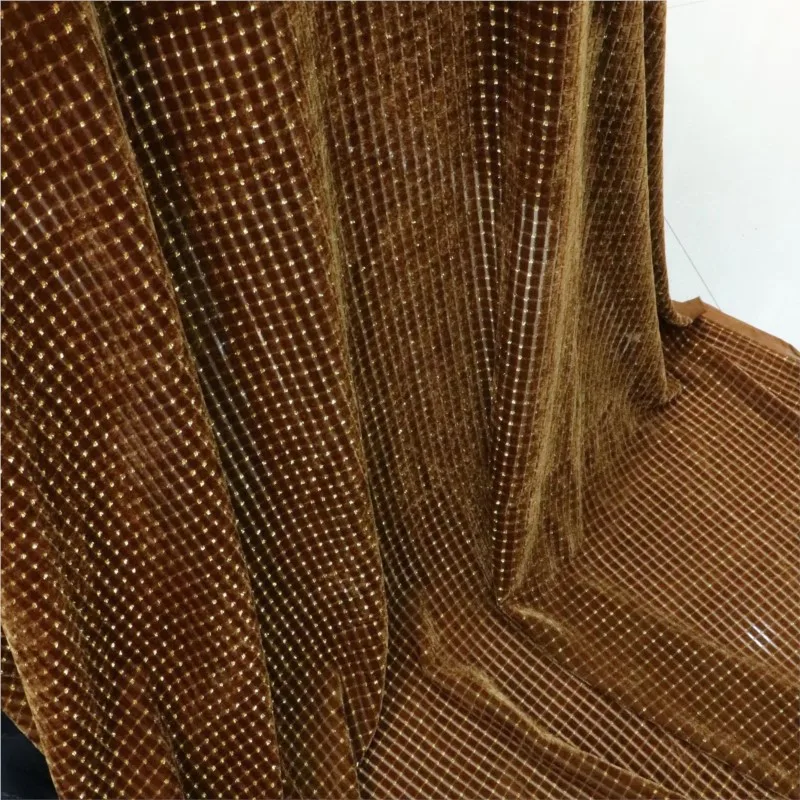 

High-end custom-made dress and cheongsam made of woven velvet brocade polka dot viscose embossed flowered fabric