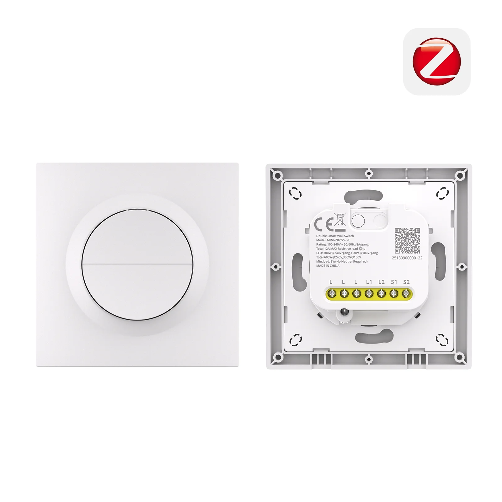 SONOFF Orb-ZBW2L Zigbee 2-kanałowy inteligentny włącznik ścienny MINI-ZB2GS-L-E Bez przewodu neutralnego 12A Całkowita obciążność Dwukanałowa ochrona przed przeciążeniem — zdjęcie produktu 7