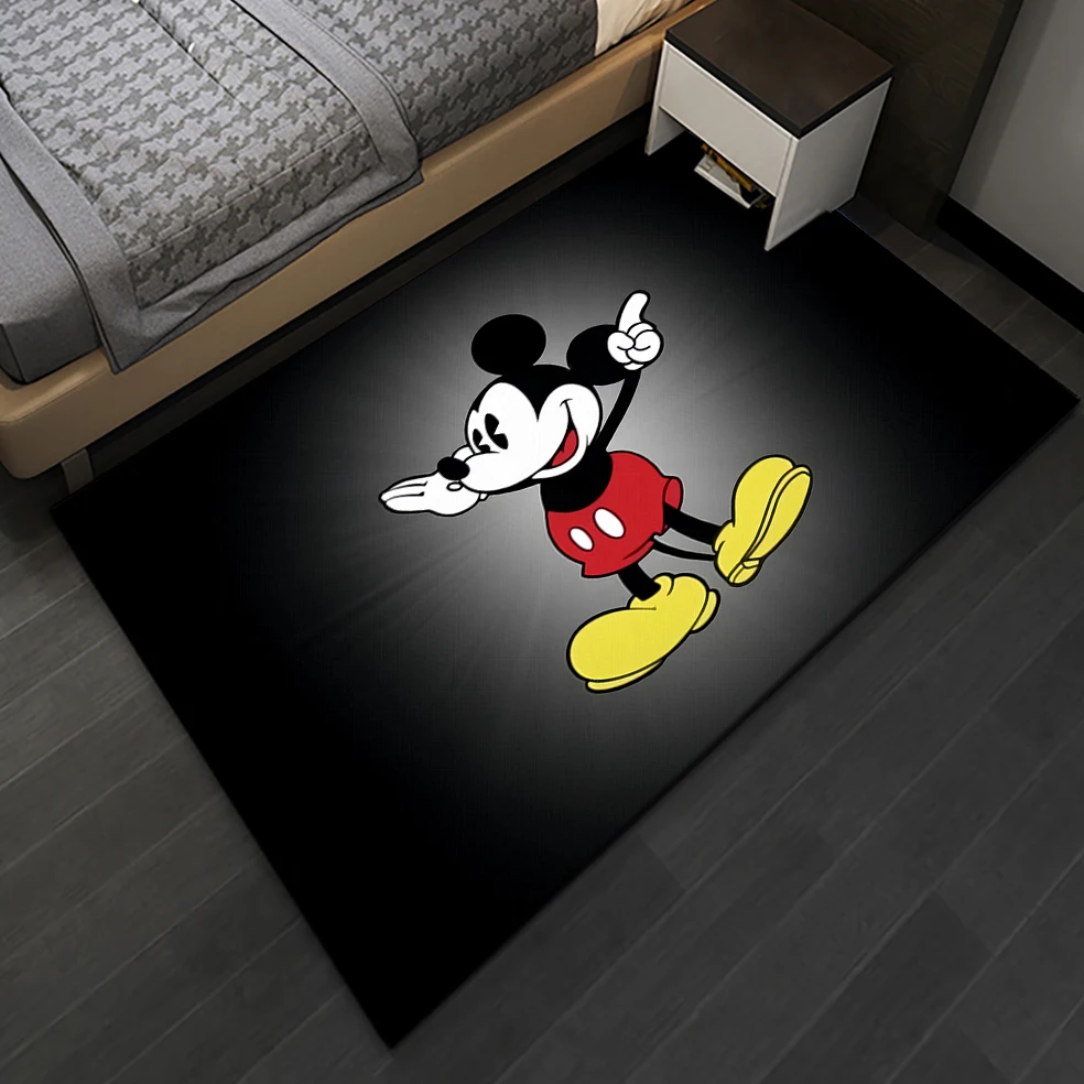 Alfombra con estampado HD de dibujos animados de Minnie y Mickey Mouse para sala de estar, decoración del hogar, sofá, mesa, silla antideslizante,