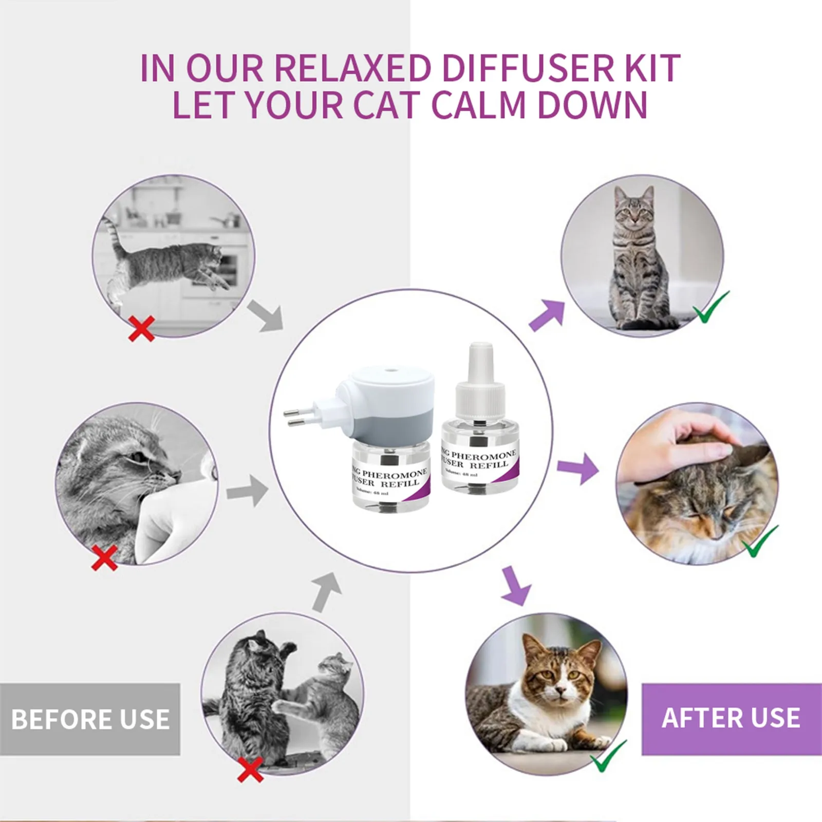 3 In1 الحيوانات الأليفة الاسترخاء الفيرومونات للحيوانات الأليفة الإغاثة الإجهاد القلق تقليل العدوان نباح الحيوانات الأليفة القط تهدئة الناشر #5
