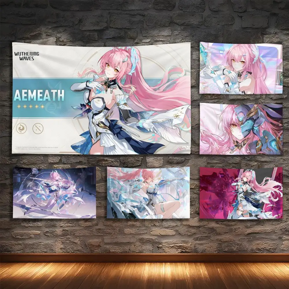 Wuthering Waves Aemeath Tapestry Custom Living Bedroom Party Dormitory Interior Wall Bohemian Decoration Attached Clip