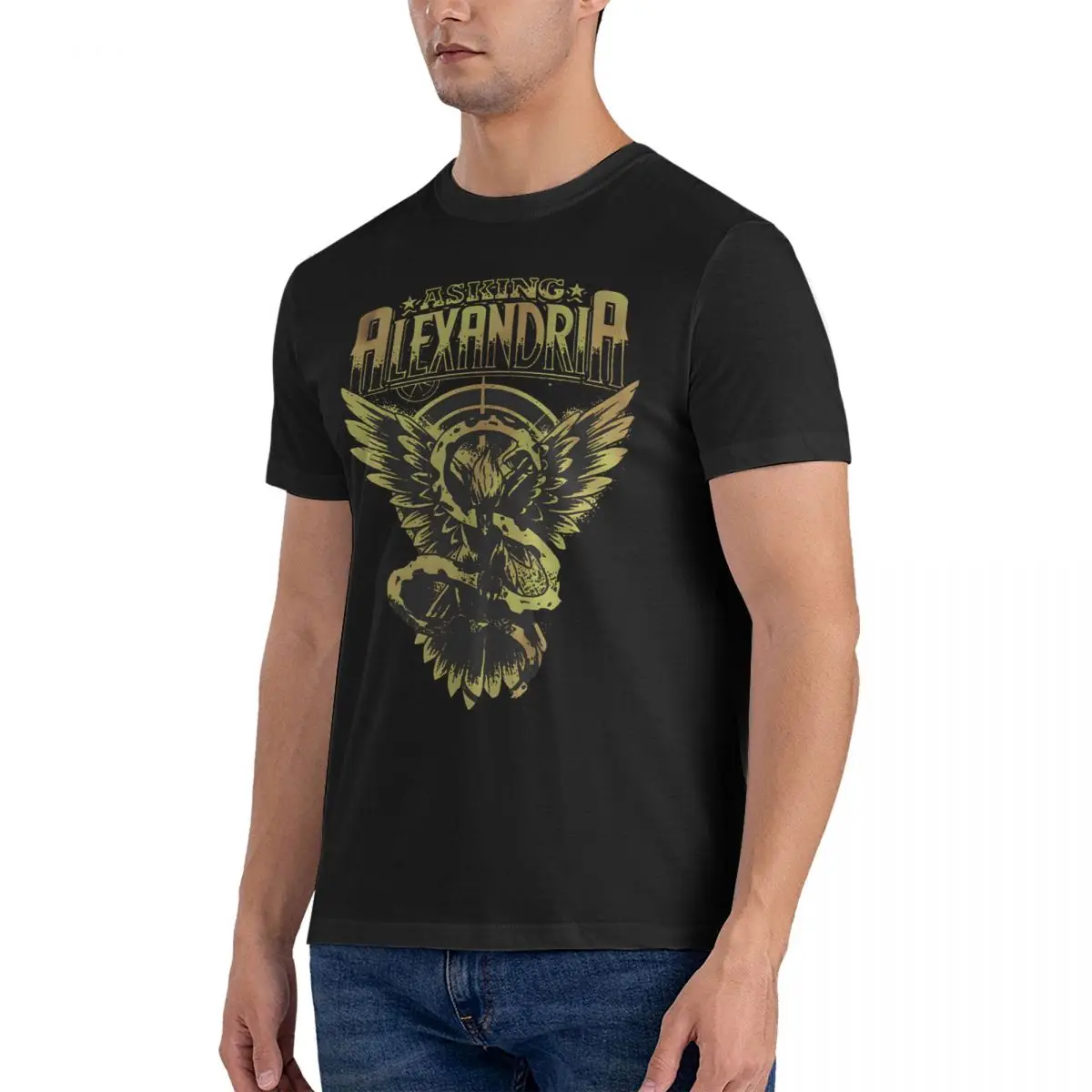 Glamorous T-Shirt Men Asking alexandria Vintage Cotton Tees Round Collar Short Sleeve T Shirts Graphic Clothing