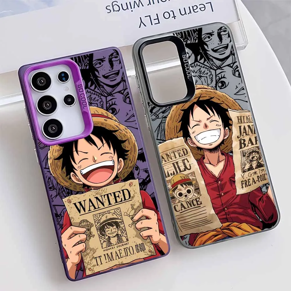 One P-Piece Luffy Wanted Notice For Samsung Galaxy S26 S25 Edge S24 S23 S22 S21 S20 Ultra Plus Colorful Cover Funda Phone Case
